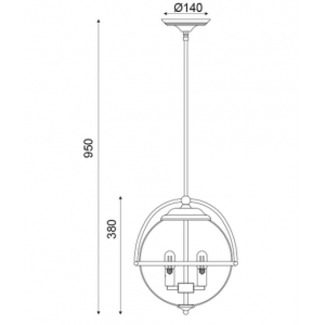 ΚΡΕΜΑΣΤΟ Φ/Σ 3ΧΕ14 ΜΕΤΑΛΛΙΚΟ ΜΑΥΡΟ+ΓΥΑΛΙ Φ30ΧΗ95CM 