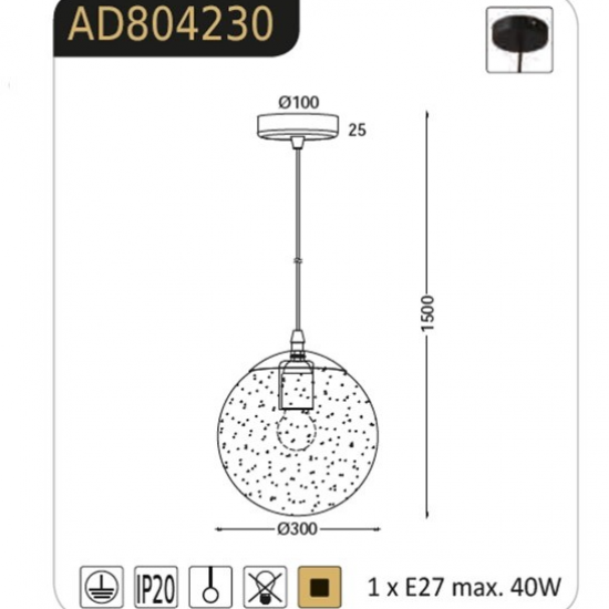 ΚΡΕΜΑΣΤΟ Φ/Σ 3D ΓΥΑΛΙ+ΜΕΤΑΛΛΙΚΗ ΜΑΥΡΗ ΑΝΑΡΤΗΣΗ Φ30ΧΗ150CM