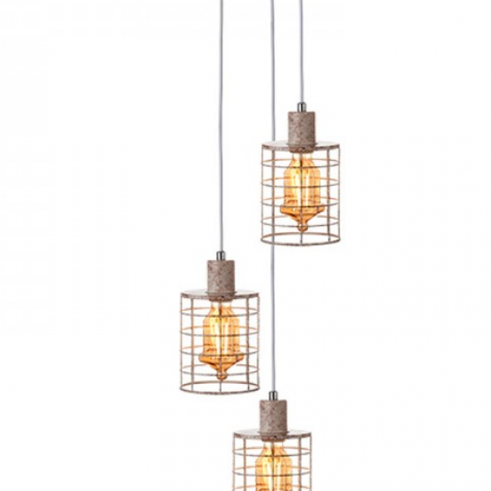 ΚΡΕΜΑΣΤΟ Φ/Σ 3ΧΕ27 ΜΕΤΑΛΛΙΚΟ ΛΕΥΚΟ ΣΚΟΥΡΙΑ Φ20ΧΗ120CM