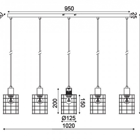 ΚΡΕΜΑΣΤΟ Φ/Σ 5ΧΕ27 ΜΕΤΑΛΛΙΚΟ ΛΕΥΚΟ ΣΚΟΥΡΙΑ 100Χ12,2ΧΗ120CM