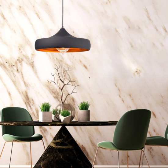 ΚΡΕΜΑΣΤΟ Φ/Σ 1ΧΕ27 ΜΕΤΑΛΛΙΚΟ ΜΑΥΡΟ/ΧΡΥΣΟ Φ46ΧΗ123CM