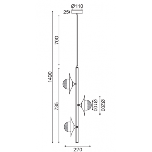 CALMA ΚΡΕΜΑΣΤΟ ΦΩΤΙΣΤΙΚΟ 3ΦΩΤΟ ΜΕΤΑΛΛΟ ΧΑΛΚΙΝΟ 27x27xΗ149cm