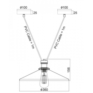 ΚΑΜΠΑΝΑ ΜΕΤΑΛΛΙΚΗ ΜΑΥΡΗ 1ΧE27 2ΒΑΣΕΩΝ Φ36CM 