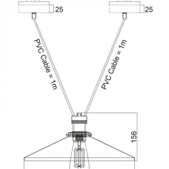ΚΑΜΠΑΝΑ ΜΕΤΑΛΛΙΚΗ ΜΑΥΡΗ 1ΧE27 2ΒΑΣΕΩΝ Φ36CM