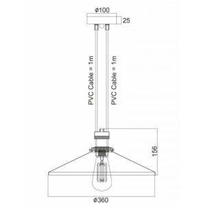 ΚΑΜΠΑΝΑ ΜΕΤΑΛΛΙΚΗ ΜΑΥΡΗ 1ΧE27 2ΚΑΛΩΔΙΩΝ Φ36CM