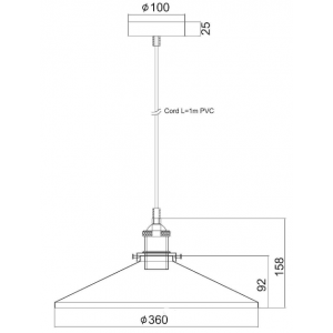 ΚΑΜΠΑΝΑ ΜΕΤΑΛΛΙΚΗ ΜΑΥΡΗ Φ36CM 1ΧE27 