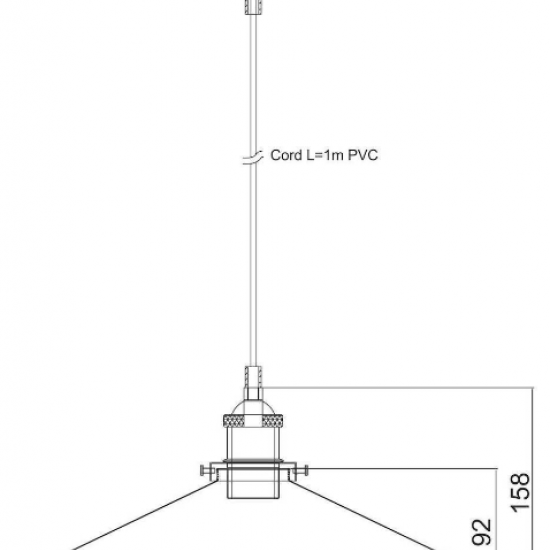 ΚΑΜΠΑΝΑ ΜΕΤΑΛΛΙΚΗ ΜΑΥΡΗ Φ36CM 1ΧE27