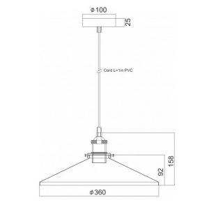 ΚΑΜΠΑΝΑ ΜΕΤΑΛΛΙΚΗ ΑΠΟΧΡΩΣΗ ΣΚΟΥΡΙΑ Φ36CM 1ΧE27
