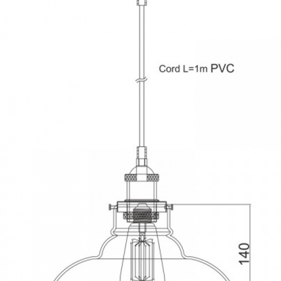 ΓΥΑΛΙΝΟ ΦΩΤΙΣΤΙΚΟ ΚΕΧΡΙΜΠΑΡΙ Φ28CM 1ΧE27