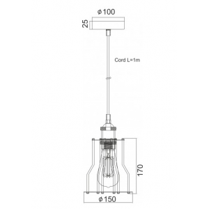 ΚΡΕΜΑΣΤΟ ΜΕΤΑΛΛΙΚΟ ΜΑΥΡΟ Φ15CM 1ΧE27