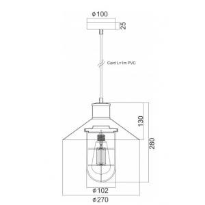 ΚΑΜΠΑΝΑ ΜΕΤΑΛΛΙΚΗ ΑΠΟΧΡΩΣΗ ΣΚΟΥΡΙΑ ΠΛΕΓΜΑ Φ27CM 1ΧE27