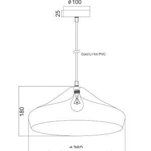 ΚΑΜΠΑΝΑ ΜΕΤΑΛΛΙΚΗ ΧΑΛΚΙΝΗ Φ36CM 1ΧE27