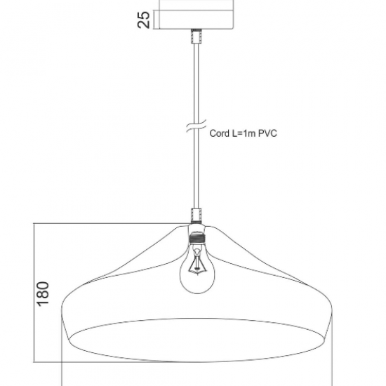 ΚΑΜΠΑΝΑ ΜΕΤΑΛΛΙΚΗ ΧΑΛΚΙΝΗ Φ36CM 1ΧE27