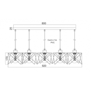 APOLLON ΚΡΕΜΑΣΤΟ ΦΩΤΙΣΤΙΚΟ 5ΦΩΤΟ ΜΕΤΑΛΛΟ ΜΑΥΡΟ 92x19xH100cm