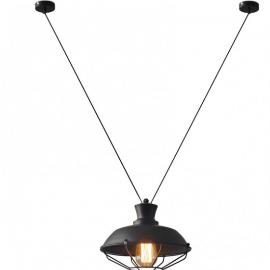 ΚΑΜΠΑΝΑ ΜΕΤΑΛΛΙΚΗ ΜΑΥΡΗ ΠΛΕΓΜΑ 1ΧE27 2ΒΑΣΕΩΝ Φ26,5CM