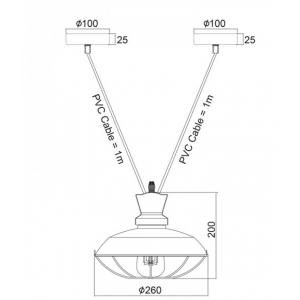 ΚΑΜΠΑΝΑ ΜΕΤΑΛΛΙΚΗ ΜΑΥΡΗ ΠΛΕΓΜΑ 1ΧE27 2ΒΑΣΕΩΝ Φ26,5CM
