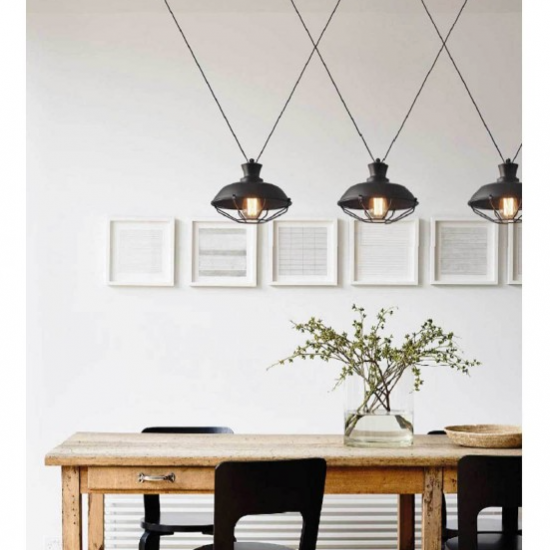 ΚΑΜΠΑΝΑ ΜΕΤΑΛΛΙΚΗ ΜΑΥΡΗ ΠΛΕΓΜΑ 1ΧE27 2ΒΑΣΕΩΝ Φ26,5CM