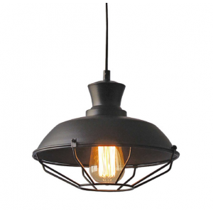 ΚΑΜΠΑΝΑ ΜΕΤΑΛΛΙΚΗ ΜΑΥΡΗ ΠΛΕΓΜΑ Φ26,5CM 1ΧE27