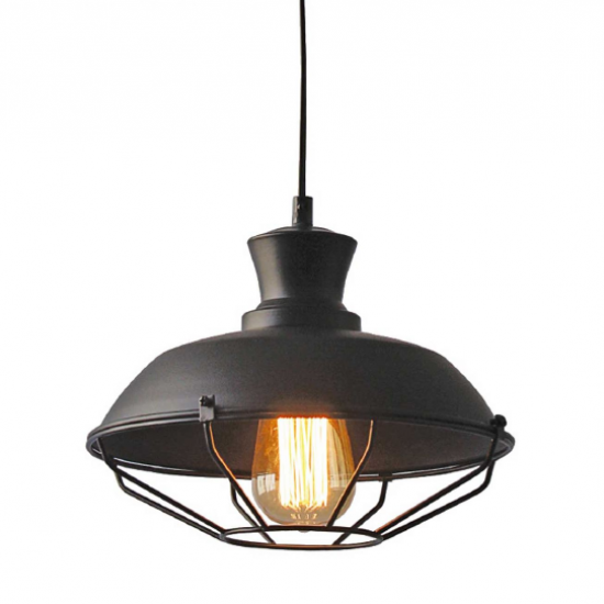 ΚΑΜΠΑΝΑ ΜΕΤΑΛΛΙΚΗ ΜΑΥΡΗ ΠΛΕΓΜΑ Φ26,5CM 1ΧE27