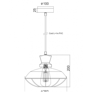 ΚΑΜΠΑΝΑ ΜΕΤΑΛΛΙΚΗ ΜΑΥΡΗ ΠΛΕΓΜΑ Φ26,5CM 1ΧE27