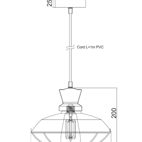 ΚΑΜΠΑΝΑ ΜΕΤΑΛΛΙΚΗ ΜΑΥΡΗ ΠΛΕΓΜΑ Φ26,5CM 1ΧE27