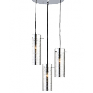 ΚΡΕΜΑΣΤΟ Φ/Σ 3ΧΕ27 ΡΟΖΕΤΑ ΧΡΩΜΙΟ 3D ΓΥΑΛΙ+ΜΕΤΑΛΛΟ Φ36ΧΗ140CM 