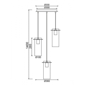 ΚΡΕΜΑΣΤΟ Φ/Σ 3ΧΕ27 ΡΟΖΕΤΑ ΧΡΩΜΙΟ 3D ΓΥΑΛΙ+ΜΕΤΑΛΛΟ Φ36ΧΗ140CM 