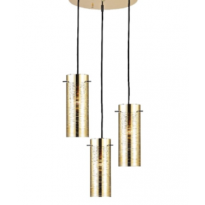 ΚΡΕΜΑΣΤΟ Φ/Σ 3ΧΕ27 ΡΟΖΕΤΑ ΟΡΕΙΧΑΛΚO 3D ΓΥΑΛΙ+ΜΕΤΑΛΛΟ Φ36ΧΗ140CM