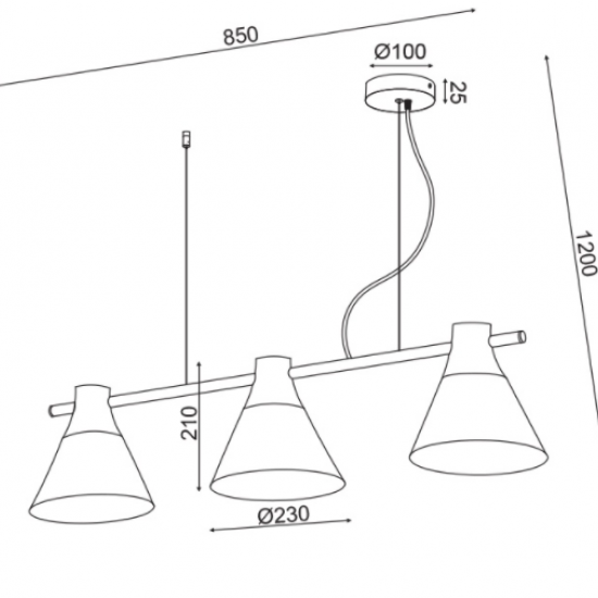 ΚΡΕΜΑΣΤΟ Φ/Σ 3ΧΕ27 ΜΑΥΡΟ ΜΕΤΑΛΛΙΚΟ 23Χ85ΧΗ120CM