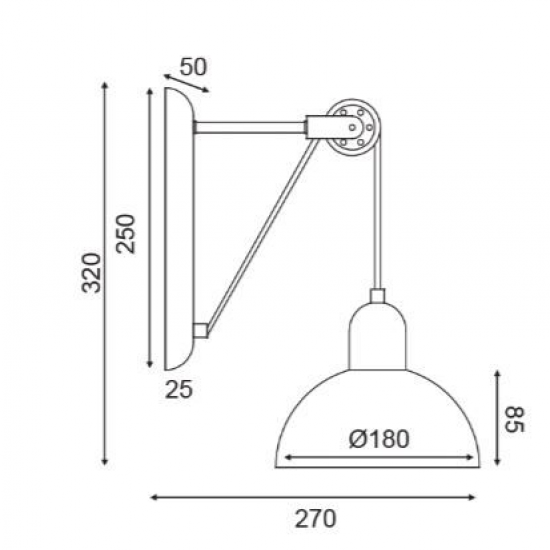ΕΠΙΤΟΙΧΟ Φ/Σ 1ΧΕ14 ΓΚΡΙ/ΛΕΥΚΟ ΜΕΤΑΛΛΙΚΟ 27X18X32CM