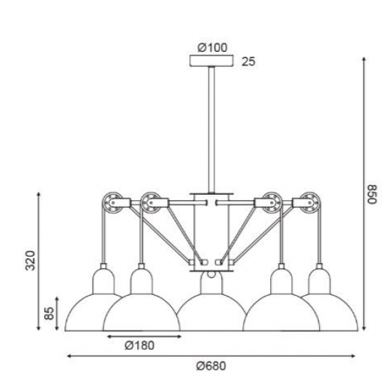 ΚΡΕΜΑΣΤΟ Φ/Σ 5ΧΕ14 ΓΚΡΙ/ΛΕΥΚΟ ΜΕΤΑΛΛΙΚΟ D68XH85CM