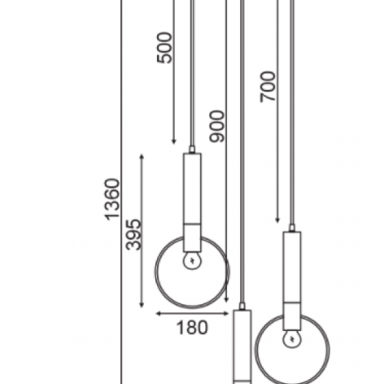 ΚΡΕΜΑΣΤΟ Φ/Σ 3ΧΕ27 ΟΡΕΙΧΑΛΚΟ/ΜΑΥΡΟ ΜΕΤΑΛΛΙΚΟ D44ΧΗ136CM