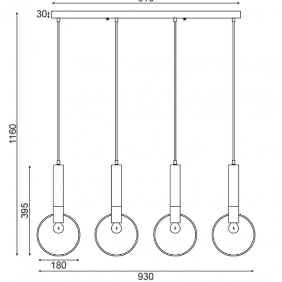 ΚΡΕΜΑΣΤΟ Φ/Σ 4ΧΕ27 ΟΡΕΙΧΑΛΚΟ/ΜΑΥΡΟ ΜΕΤΑΛΛΙΚΟ 93X18ΧΗ116CM