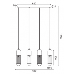 ΚΡΕΜΑΣΤΟ Φ/Σ 4ΧΕ27 ΛΕΥΚΟ ΜΕΤΑΛΛΙΚΟ 65X8XH120CM