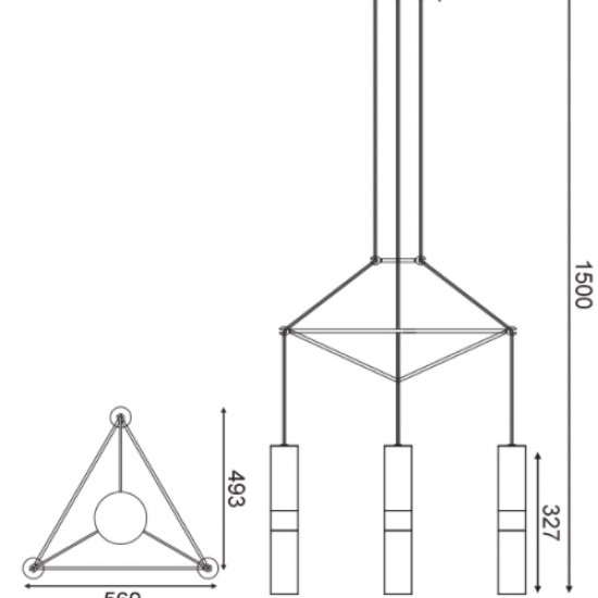 ΚΡΕΜΑΣΤΟ Φ/Σ 3XGU10 ΜΑΥΡΟ ΜΕΤΑΛΛΙΚΟ 56X49XH150CM