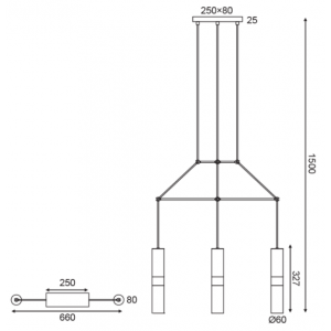 ΚΡΕΜΑΣΤΟ Φ/Σ 3XGU10 ΟΡΕΙΧΑΛΚΟ ΜΕΤΑΛΛΙΚΟ 66X8XH150CM