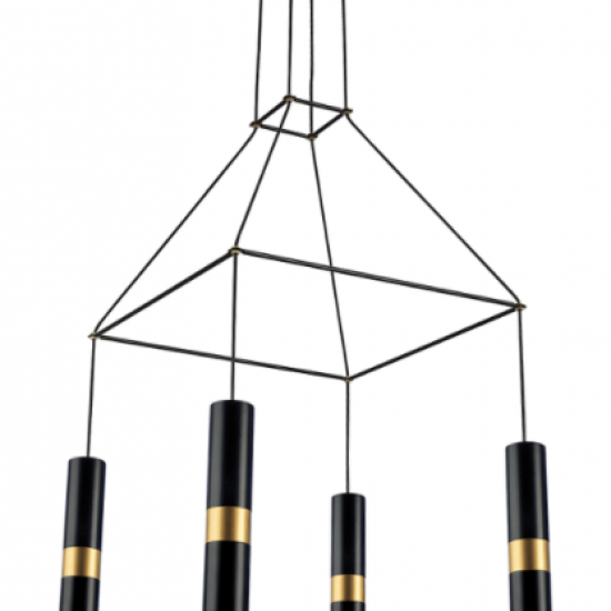 ΚΡΕΜΑΣΤΟ Φ/Σ 4XGU10 ΜΑΥΡΟ ΜΕΤΑΛΛΙΚΟ 56X56XH150CM