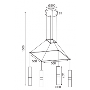ΚΡΕΜΑΣΤΟ Φ/Σ 4XGU10 ΟΡΕΙΧΑΛΚΟ ΜΕΤΑΛΛΙΚΟ 56X56XH150CM