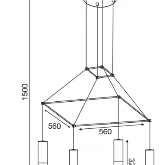 ΚΡΕΜΑΣΤΟ Φ/Σ 4XGU10 ΟΡΕΙΧΑΛΚΟ ΜΕΤΑΛΛΙΚΟ 56X56XH150CM