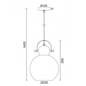 ΚΡΕΜΑΣΤΟ 1ΧΕ27 ΜΑΥΡΟ ΜΕΤΑΛΛΙΚΟ- ΟΡΕΙΧΑΛΚΟ ΓΥΑΛΙ Φ25ΧΗ140CM