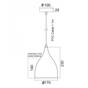 ΜΕΤΑΛΛΙΚΗ ΚΑΜΠΑΝΑ 1ΧΕ27 ΜΑΥΡΗ Φ17χΗ23cm