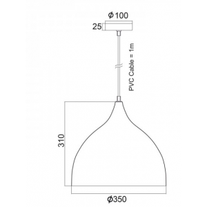 ΜΕΤΑΛΛΙΚΗ ΚΑΜΠΑΝΑ 1ΧΕ27 ΛΕΥΚΗ Φ35χΗ31cm
