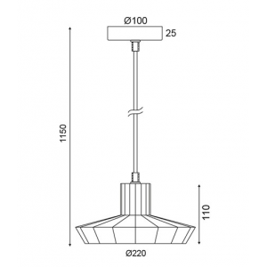 PRINCESS 1 ΚΡΕΜΑΣΤΟ ΦΩΤΙΣΤΙΚΟ 1ΦΩΤΟ ΓΥΑΛΙ ΧΑΛΚΙΝΟ Φ22xΗ115cm
