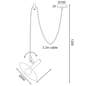 ΚΡΕΜΑΣΤΟ Φ/Σ 1Χ14 ΜΑΥΡΟ ΜΕΤΑΛΛΙΚΟ D25XH220CM