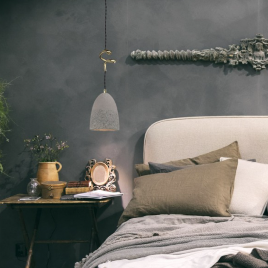 ΚΡΕΜΑΣΤΟ Φ/Σ 1ΧΕ27 ΓΚΡΙ ΠΗΛΟΣ+ΟΡΕΙΧΑΛΚΟ ΜΕΤΑΛΛΟ Φ14ΧΗ120CM