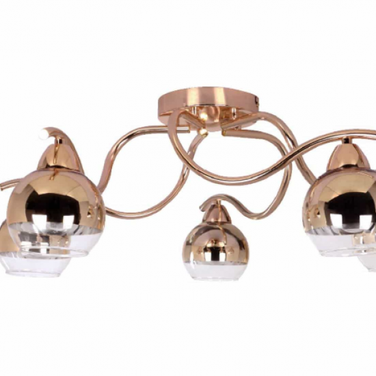 Φ/Σ ΟΡΟΦΗΣ 5ΧΕ27 ΜΕΤΑΛΛΙΚΟ ΧΡΥΣΟΧΑΛΚΙΝΟ+ΓΥΑΛΙ Φ61ΧΗ24CM