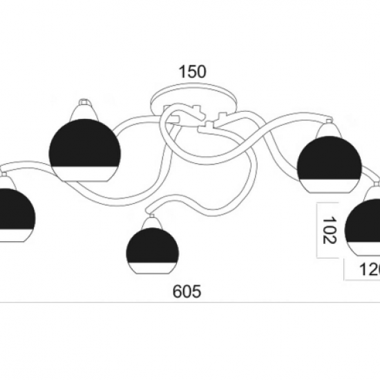 Φ/Σ ΟΡΟΦΗΣ 5ΧΕ27 ΜΕΤΑΛΛΙΚΟ ΧΡΥΣΟΧΑΛΚΙΝΟ+ΓΥΑΛΙ Φ61ΧΗ24CM
