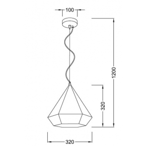 ΚΡΕΜΑΣΤΟ Φ/Σ 1ΧΕ27 ΜΕΤΑΛΛΙΚΟ ΓΚΡΙ ΠΟΛΥΓΩΝΟ Φ32ΧΗ120CM