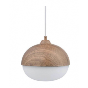 ΚΡΕΜΑΣΤΟ Φ/Σ 1ΧΕ27 ΜΕΤΑΛΛΙΚΟ ΑΠΟΧΡΩΣΗ  ΞΥΛΟΥ+ΟΠΑΛ ΓΥΑΛΙ Φ25ΧΗ120CM 