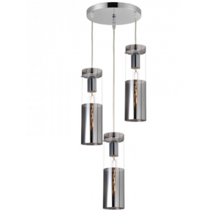 ΚΡΕΜΑΣΤΟ Φ/Σ 3ΧΕ27 ΧΡΩΜΙΟ ΓΥΑΛΙ+ΜΕΤΑΛΛΟ Φ28ΧΗ120CM